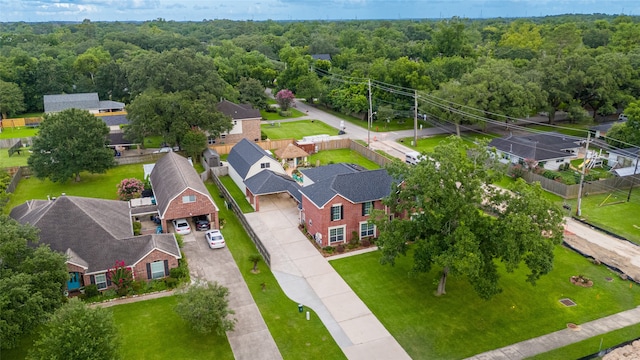 1201 Coryell St, League City, TX 77573 - aerial view of residential area featuring a heavily wooded area