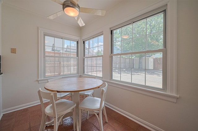 826 Heights Blvd, Houston, TX 77007 - dining area featuring baseboards and ceiling fan