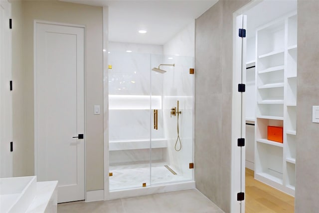5055 Yarwell Dr, Houston, TX 77096 - full bathroom with a stall shower and a walk in closet