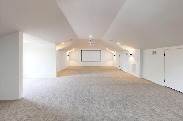 5055 Yarwell Dr, Houston, TX 77096 - additional living space with light carpet, lofted ceiling, and recessed lighting