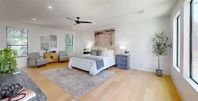 5055 Yarwell Dr, Houston, TX 77096 - bedroom with wood finished floors, recessed lighting, and a ceiling fan
