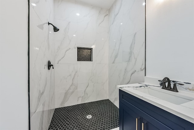 613 Melbourne St, Houston, TX 77022 - full bath with vanity and a marble finish shower