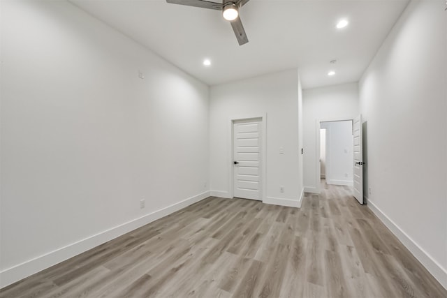 613 Melbourne St, Houston, TX 77022 - empty room with light wood finished floors, recessed lighting, and ceiling fan