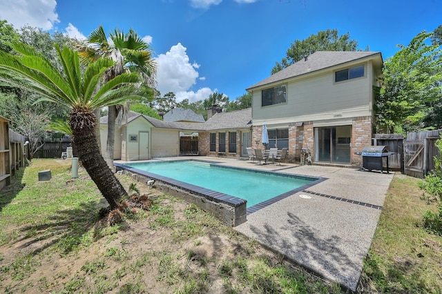 3519 El James Dr, Spring, TX 77388 - view of pool featuring a patio, a fenced backyard, and a grill