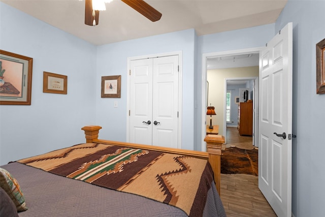 80 Indian Hbr, Trinity, TX 75862 - bedroom featuring wood finished floors, a closet, and a ceiling fan
