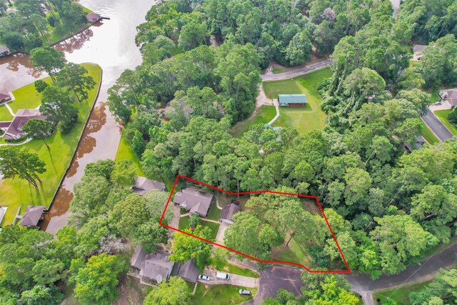 80 Indian Hbr, Trinity, TX 75862 - aerial overview of property's location featuring property boundaries highlighted and a nearby body of water