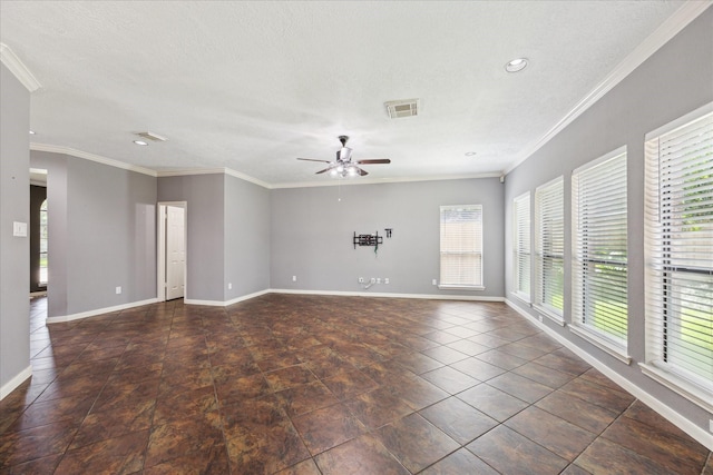 12823 Birch Falls Rd, Houston, TX 77065 - unfurnished living room featuring ceiling fan, recessed lighting, and ornamental molding