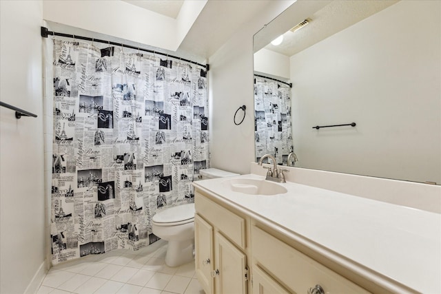 12823 Birch Falls Rd, Houston, TX 77065 - bathroom with vanity, tile patterned floors, and a shower with curtain