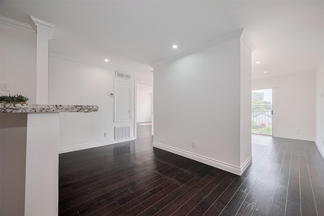 2333 Bering Dr Unit 334, Houston, TX 77057 - spare room with ornamental molding, dark wood-style flooring, and recessed lighting
