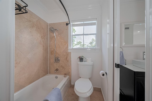 2333 Bering Dr Unit 334, Houston, TX 77057 - full bath with crown molding, vanity, shower / bathtub combination, and tile patterned floors