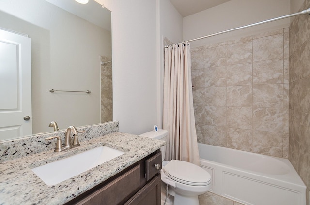 23334 Peareson Bend Ln, Richmond, TX 77469 - bathroom featuring vanity, shower / bath combo with shower curtain, and tile patterned flooring