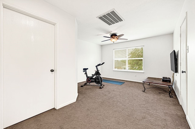 129 Breezy Shore Ct, Dickinson, TX 77539 - workout room featuring carpet and ceiling fan
