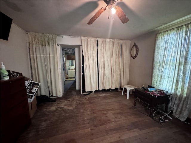 2803 Horn Rd, Bay City, TX 77414 - sitting room with a ceiling fan and dark wood-style flooring