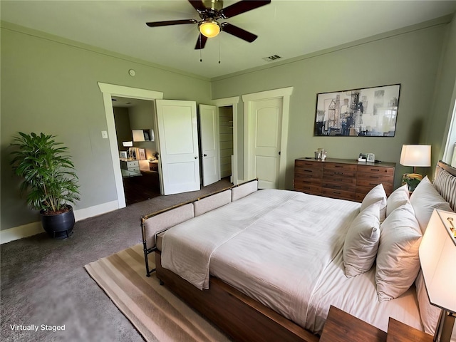 716 Olive St, Wharton, TX 77488 - bedroom with carpet floors and a ceiling fan