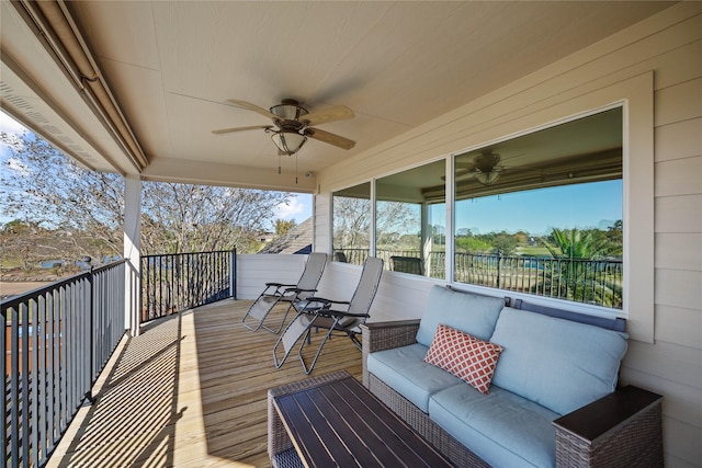 18815 Manleigh Ct, Tomball, TX 77377 - wooden terrace featuring ceiling fan and outdoor lounge area