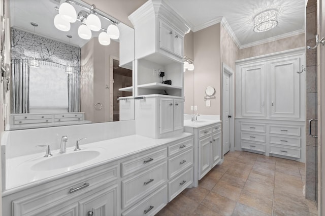 11510 Walden Rd, Montgomery, TX 77356 - bathroom with double vanity and ornamental molding