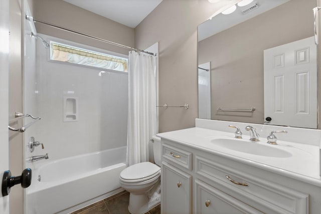 11510 Walden Rd, Montgomery, TX 77356 - full bath featuring shower / bath combo with shower curtain, vanity, and tile patterned floors
