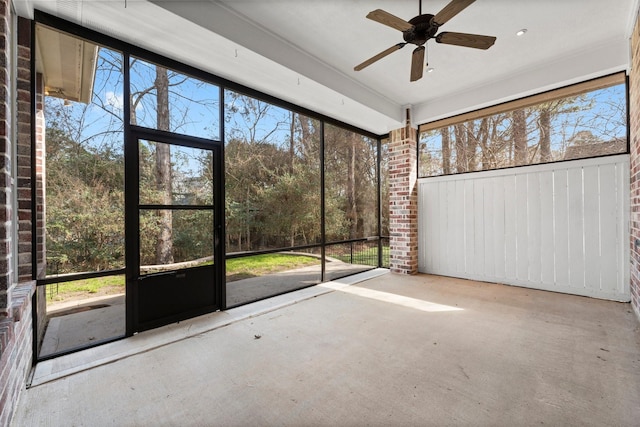 11510 Walden Rd, Montgomery, TX 77356 - unfurnished sunroom featuring a ceiling fan and plenty of natural light