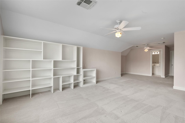 3908 Milton St, West University Place, TX 77005 - additional living space featuring ceiling fan, light carpet, and lofted ceiling