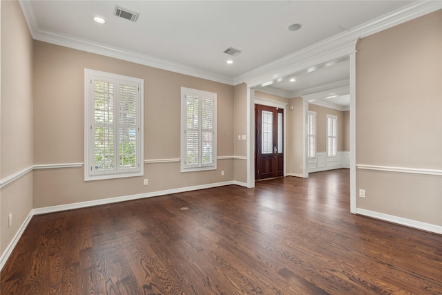3908 Milton St, West University Place, TX 77005 - entryway featuring wood finished floors, crown molding, and recessed lighting