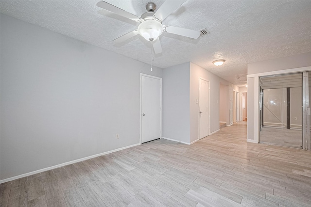 10423 Rancho Bernardo Ln, Sugar Land, TX 77498 - spare room with light wood-style flooring, a textured ceiling, and a ceiling fan