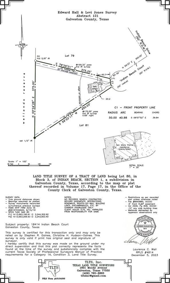 18414 Indian Beach Ct, Galveston, TX 77554 - survey map / technical document