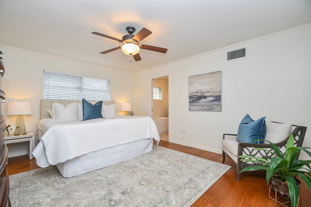 10035 Ella Lee Ln, Houston, TX 77042 - bedroom featuring crown molding, wood finished floors, and ceiling fan