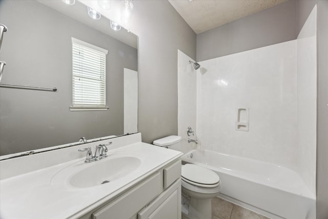 3324 Masters Point Dr, Houston, TX 77091 - full bath featuring bathing tub / shower combination, vanity, tile patterned flooring, and a textured ceiling