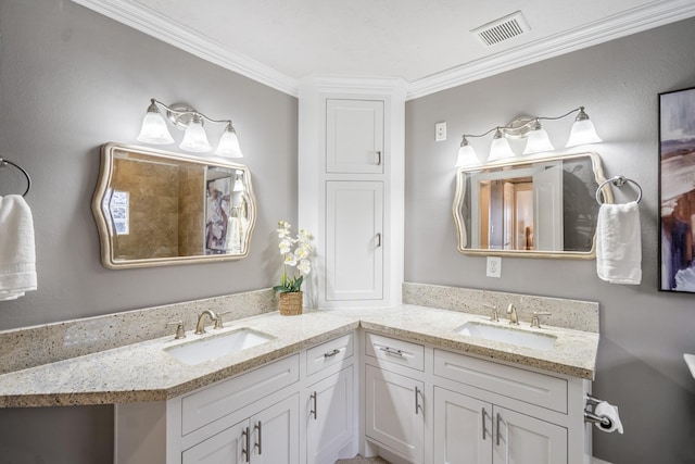 829 E 27th St, Houston, TX 77009 - full bathroom with double vanity and crown molding