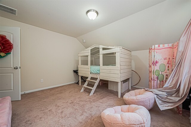 6022 Allendale Ridge Trl, Richmond, TX 77407 - carpeted bedroom featuring lofted ceiling and baseboards