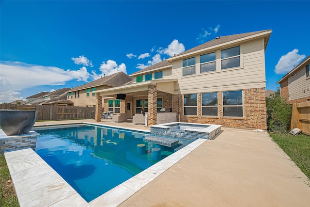 6022 Allendale Ridge Trl, Richmond, TX 77407 - view of pool featuring a patio area, a fenced backyard, a pool with connected hot tub, and outdoor lounge area