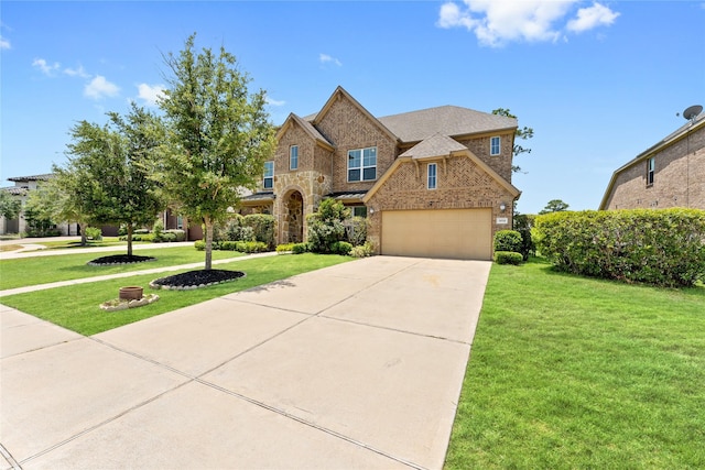 3614 Bonnie Bend Ln, Katy, TX 77494 - traditional-style home featuring brick siding, driveway, a garage, and a front lawn