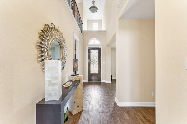 3614 Bonnie Bend Ln, Katy, TX 77494 - entrance foyer featuring wood finished floors and a towering ceiling