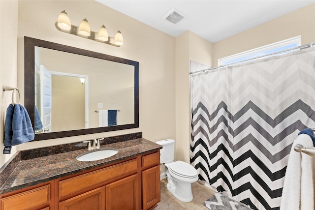 3614 Bonnie Bend Ln, Katy, TX 77494 - bathroom featuring vanity, tile patterned flooring, and curtained shower