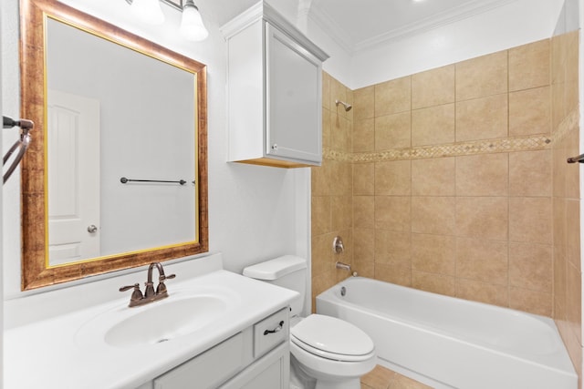 1109 Jacobs Lake Blvd, Conroe, TX 77384 - full bathroom featuring vanity, ornamental molding, and shower / bathtub combination