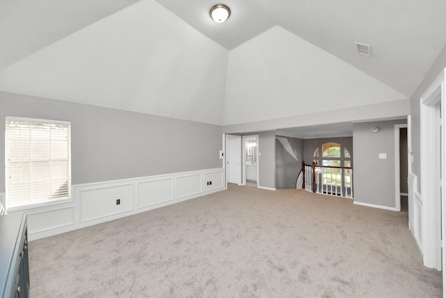 8618 Aldeburgh Ct, Spring, TX 77379 - unfurnished room with carpet flooring and high vaulted ceiling
