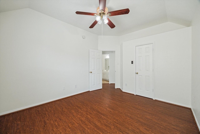 18518 Autumn Park Dr, Houston, TX 77084 - unfurnished room featuring wood finished floors, ceiling fan, and vaulted ceiling