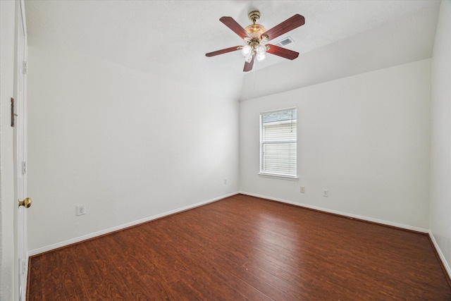 18518 Autumn Park Dr, Houston, TX 77084 - empty room with lofted ceiling, a ceiling fan, and dark wood finished floors