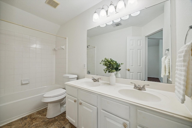 18518 Autumn Park Dr, Houston, TX 77084 - bathroom with double vanity and shower / tub combination