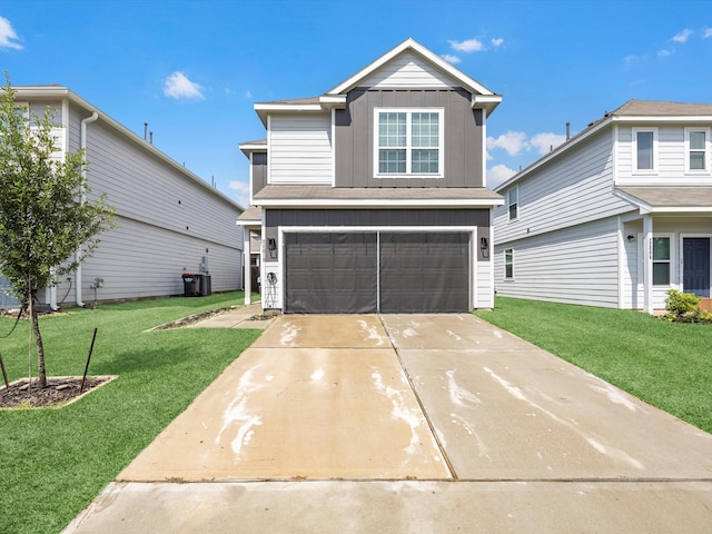 22010 Great Royal Ln, Houston, TX 77073 - traditional home featuring board and batten siding, a garage, concrete driveway, and a front yard
