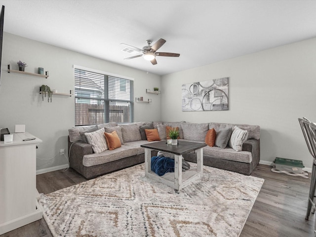 22010 Great Royal Ln, Houston, TX 77073 - living room with a ceiling fan and wood finished floors