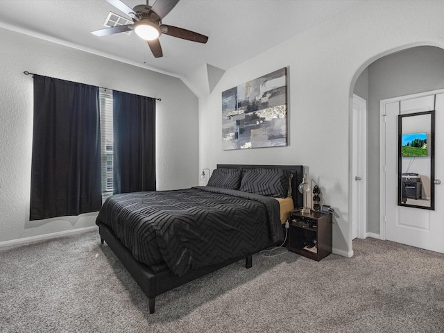 22010 Great Royal Ln, Houston, TX 77073 - carpeted bedroom with arched walkways and ceiling fan