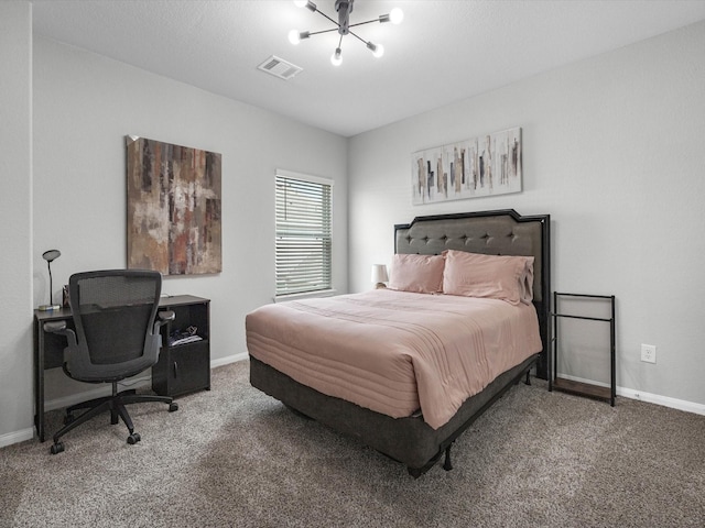22010 Great Royal Ln, Houston, TX 77073 - carpeted bedroom featuring a chandelier and a desk