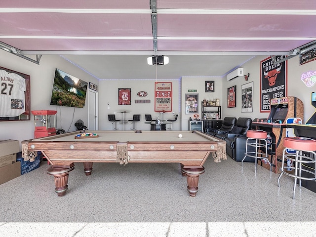 22010 Great Royal Ln, Houston, TX 77073 - rec room with speckled floor, pool table, and a wall mounted AC