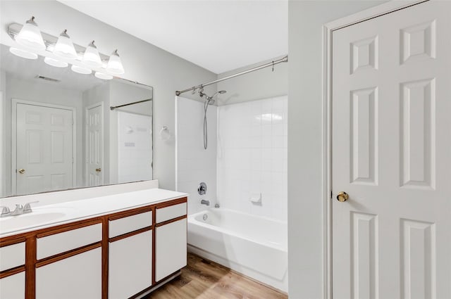 5019 Packard Elm Ct, Katy, TX 77449 - bathroom with vanity, shower / tub combination, and wood finished floors