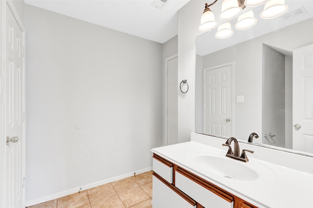 5019 Packard Elm Ct, Katy, TX 77449 - bathroom with vanity, a chandelier, and tile patterned floors