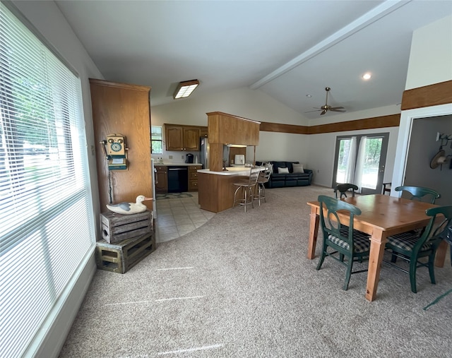 11391 Lakeshore Dr, Thornton, TX 76687 - dining area with light carpet and ceiling fan