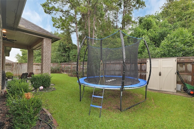 23649 Sage Villa Dr, New Caney, TX 77357 - fenced backyard featuring a trampoline