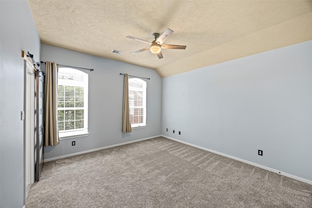 1773 Aden Dr, Houston, TX 77003 - carpeted spare room with ceiling fan, a textured ceiling, and lofted ceiling