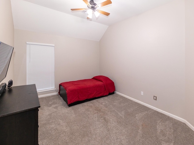 6111 Windsor Chase Ln, League City, TX 77573 - carpeted bedroom featuring lofted ceiling and ceiling fan